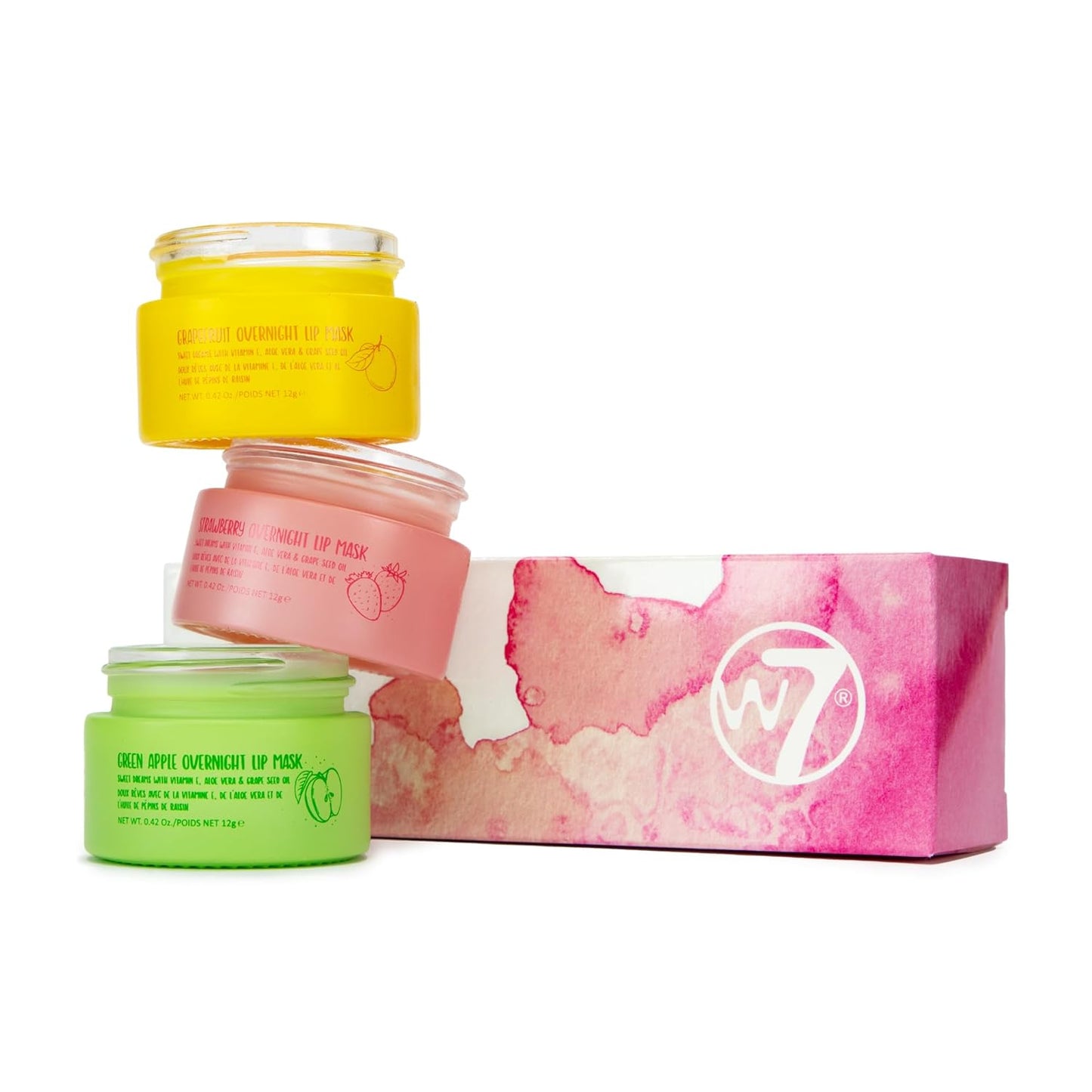 W7 Sweet Dreams Overnight Strawberry Lip Mask - Vitamin E, Aloe Vera and Grape Seed Oil - for Hydrated, Full Looking & Irresistible Lips - 0.42 Fl Oz