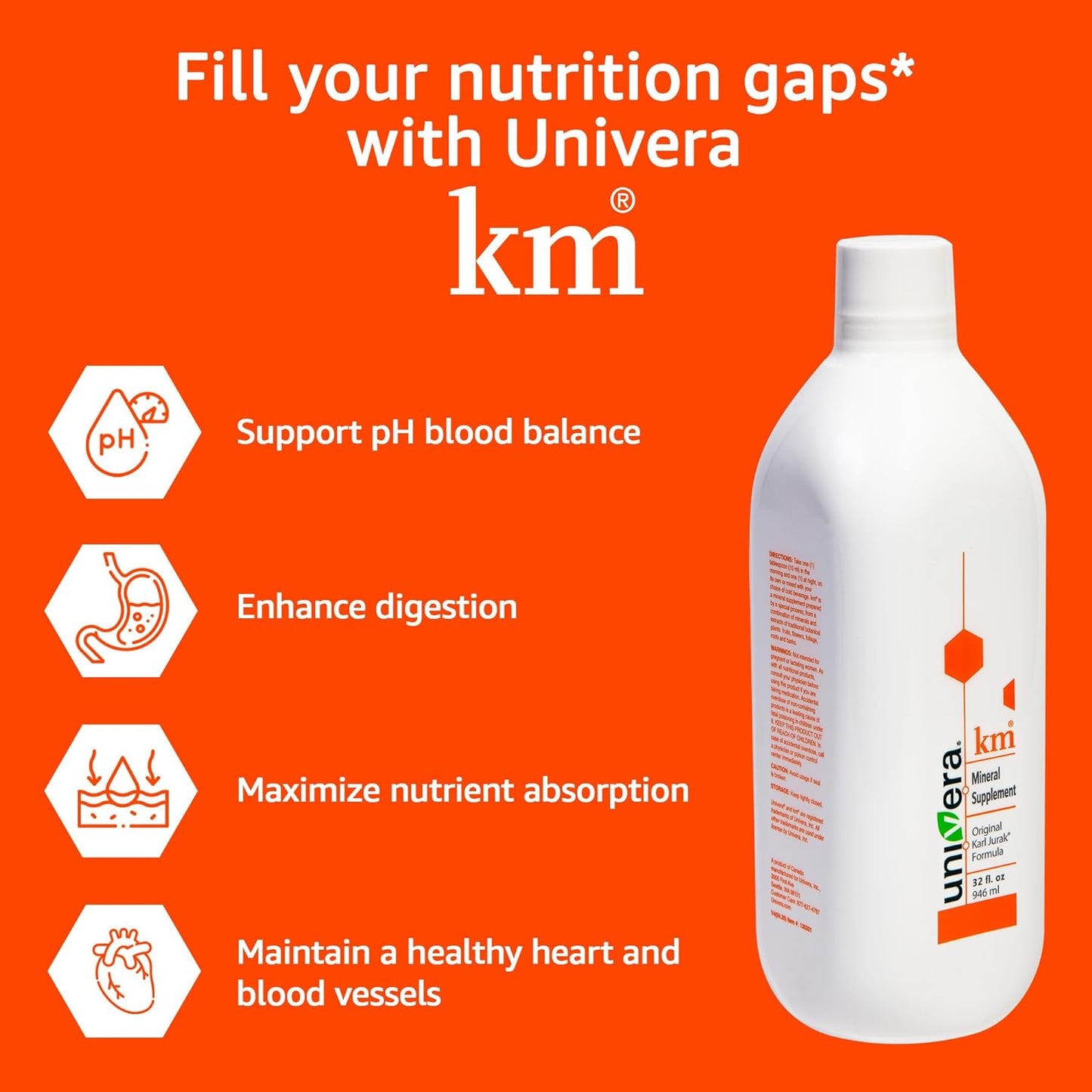 Univera Km, Liquid Potassium Supports, Mineral Supplement - 32 Fl Oz (1PK), Body'S Ph Blood Balance, Original Karl Jurak Fomula, Earthy Taste (30-Day Supply)