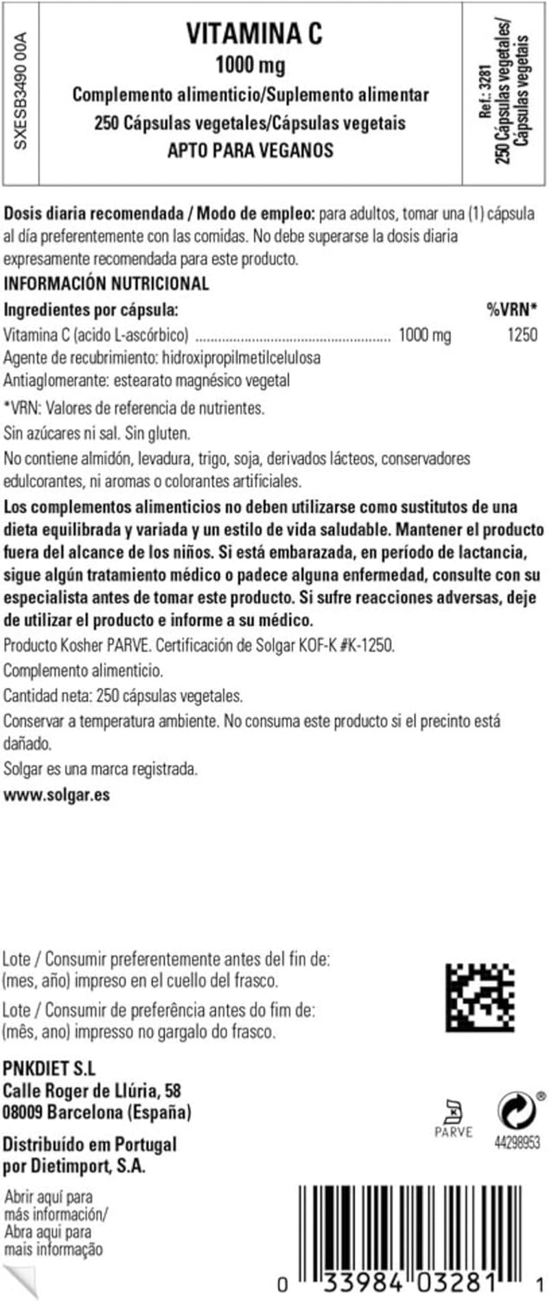 Solgar Vitamin C 1000 Mg, 250 Vegetable Capsules - Antioxidant & Immune Support - Overall Health - Healthy Skin & Joints - Bioflavonoids Supplement - Non GMO, Vegan, Gluten Free, Kosher - 250 Servings