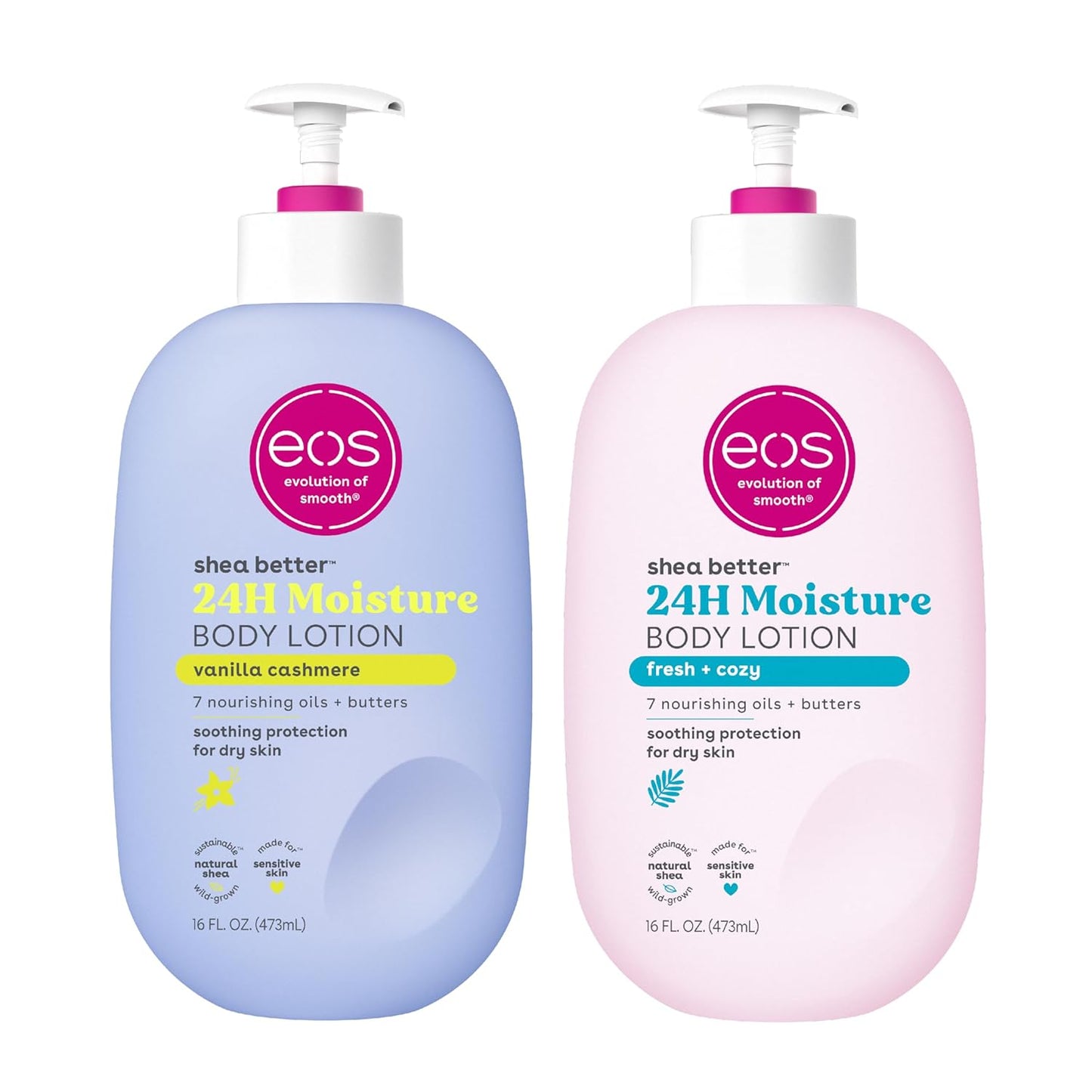 Eos Shea Better Body Lotion- Vanilla Cashmere, 24-Hour Moisture Skin Care, Lightweight & Non-Greasy, Made with Natural Shea, Vegan, 16 Fl Oz
