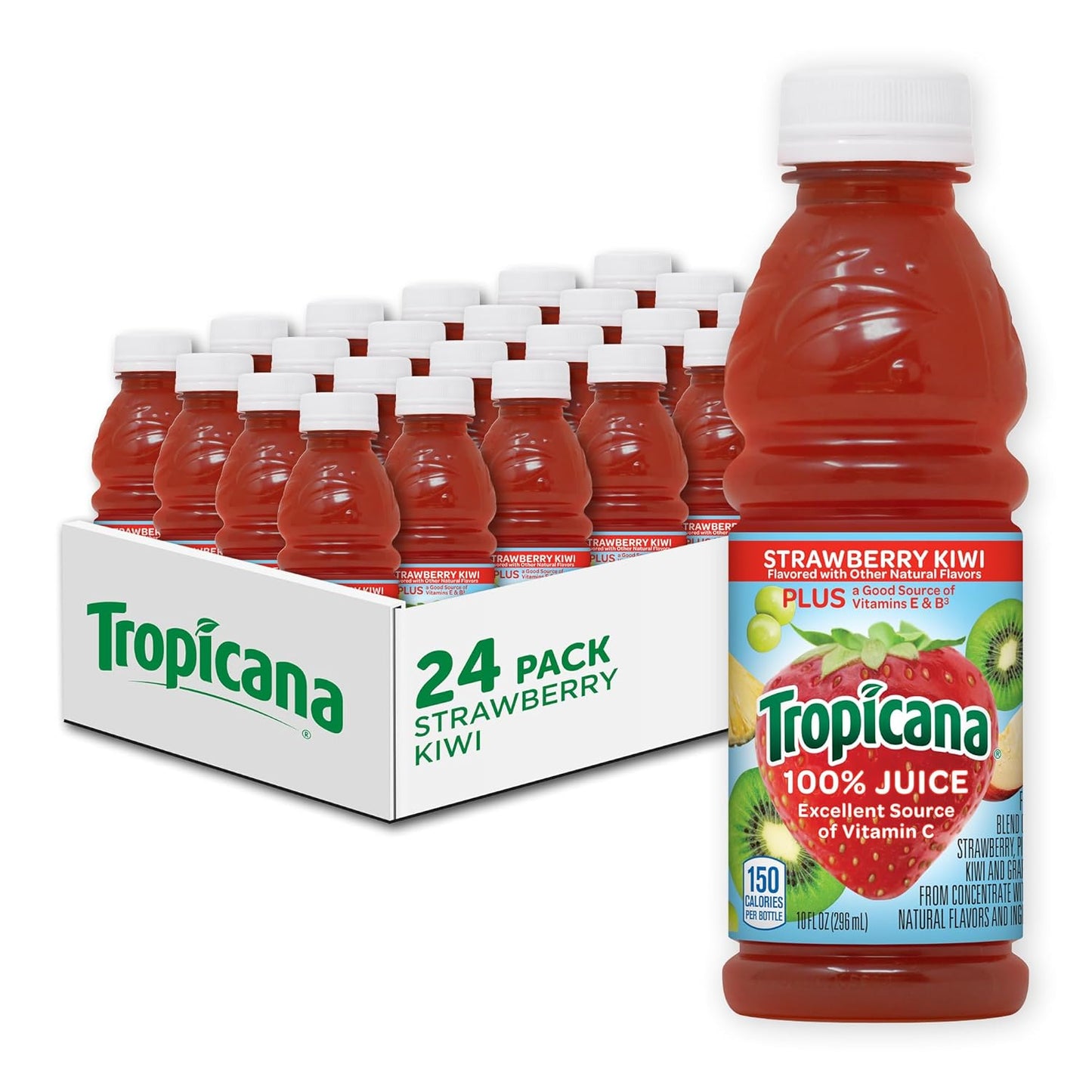 Tropicana 100% Juice, Orange Strawberry, 10 Fl Oz Bottle (Pack of 24)