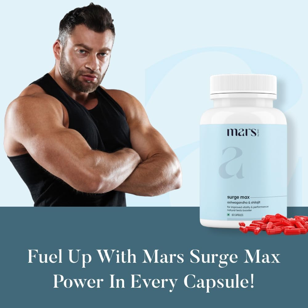 M&RS | Mars by GHC Natural Surge Max Caps (Pack of 1) | Powered with Shilajit, Safed Musli & Gokshura | Overall Well Being 60N