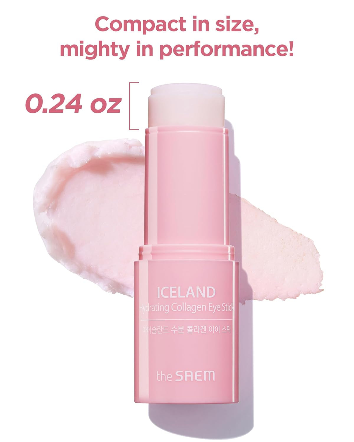 The SAEM Iceland Hydrating Collagen Eye Stick 0.24Oz - Anti-Wrinkle Moisturizing Eye Balm for Saggy Skin – under Eye Treatment - Balm to Smooth Skin Texture - Rose Scent