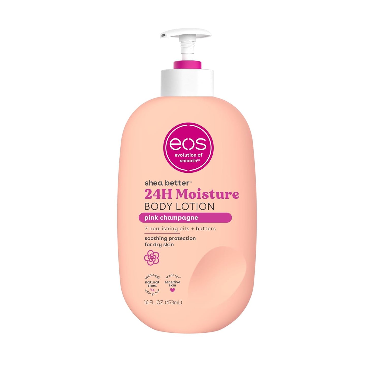 Eos Shea Better Body Lotion- Vanilla Cashmere, 24-Hour Moisture Skin Care, Lightweight & Non-Greasy, Made with Natural Shea, Vegan, 16 Fl Oz