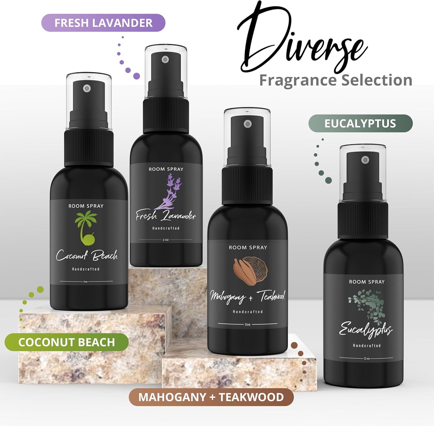General Room Spray, Long Lasting Fragrance, Spa Fragrance Experience (Eucalyptus, 3 Pack)