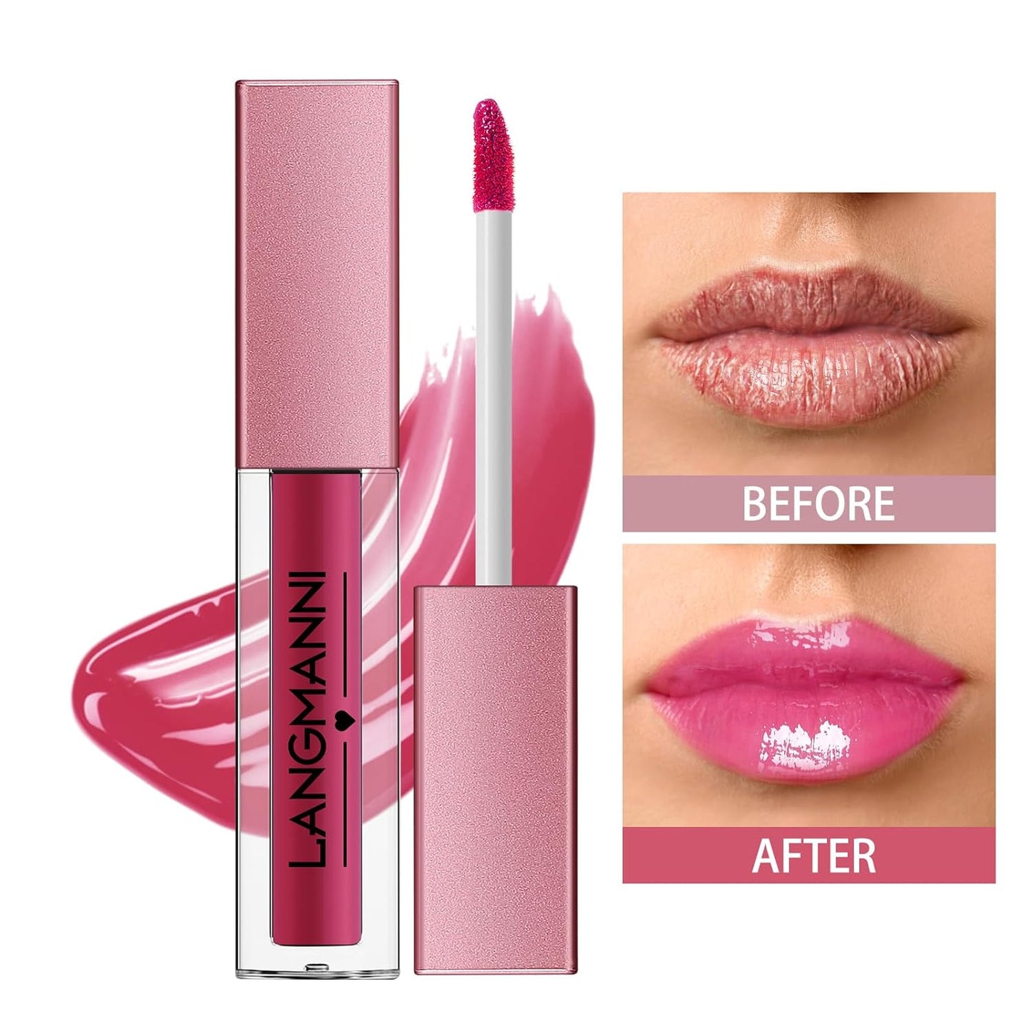 LANGMANNI 12Pcs Lip Gloss Collection Makeup Set, Shiny Smooth Soft Liquid Lip Glosses Lip Stain with Rich Varied Colors for Girls and Women Makeup (Glossy-A)