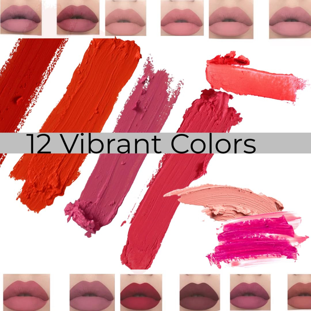 6Pcs Matte Liquid Lipstick Makeup Set, Matte Liquid Long-Lasting Wear Non-Stick Long Lasting Fade Resistant Waterproof Lip Gloss Smooth Shade Set(B)