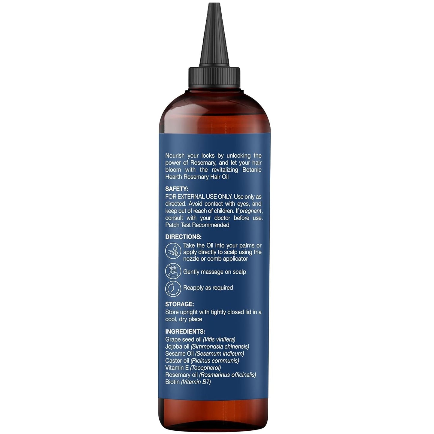 Botanic Hearth 100% Pure Rosemary Oil for Hair Growth Infused with Biotin (6.7 Fl Oz) | Hair Strengthening Treatment | Nourishing & Volumizing | with Jojoba Oil & Castor Oil | Non GMO Verified