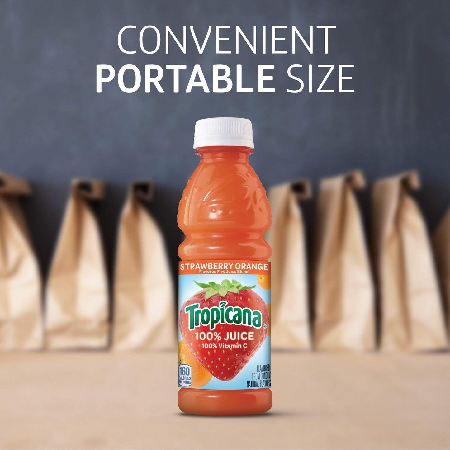 Tropicana 100% Juice, Orange Strawberry, 10 Fl Oz Bottle (Pack of 24)