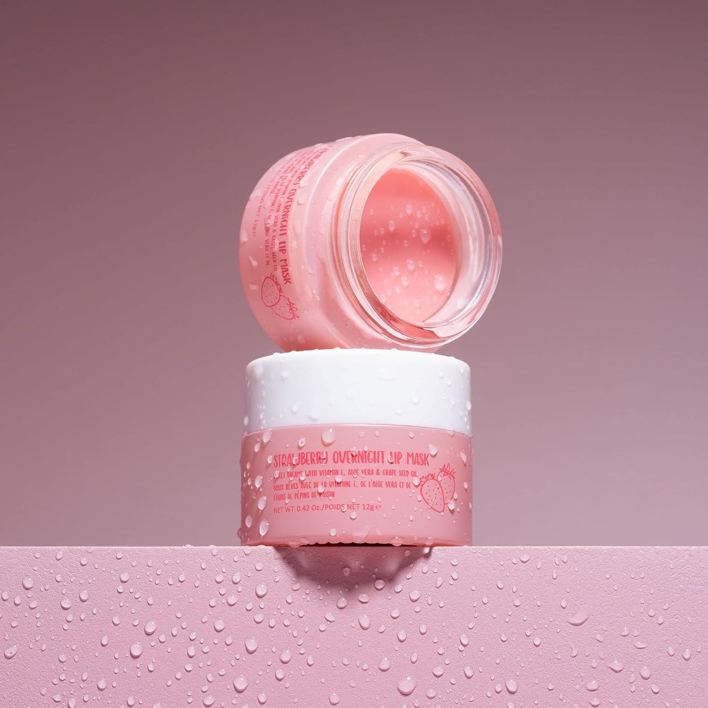 W7 Sweet Dreams Overnight Strawberry Lip Mask - Vitamin E, Aloe Vera and Grape Seed Oil - for Hydrated, Full Looking & Irresistible Lips - 0.42 Fl Oz