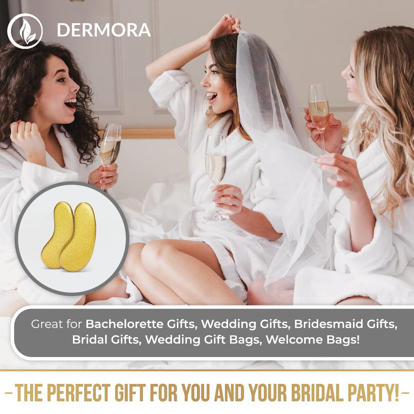 DERMORA Golden Glow under Eye Patches (20 Pairs Eye Gels) - Rejuvenating Treatment for Dark Circles, Puffy Eyes, Refreshing, Revitalizing, Travel, Wrinkles