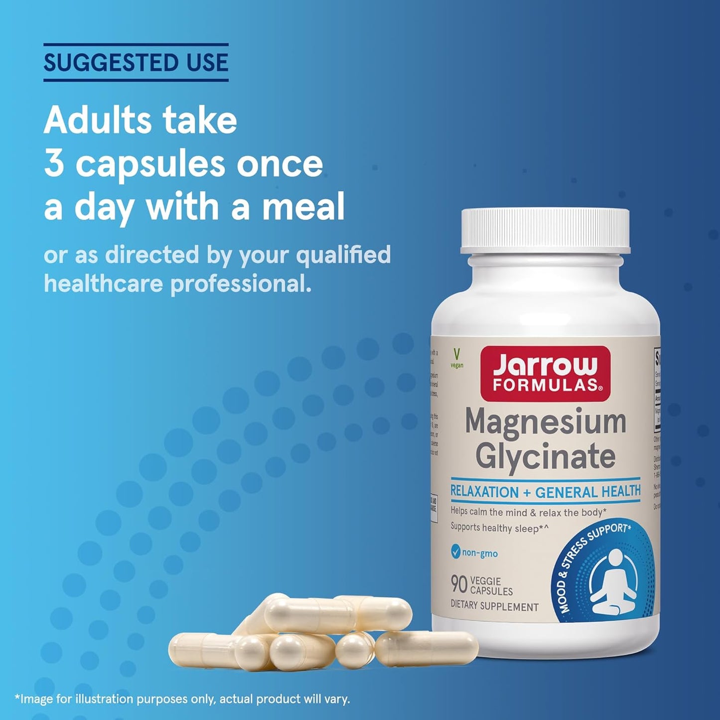 Jarrow Formulas Magnesium Glycinate, Dietary Supplement, Supports Relaxation and Healthy Sleep, 360 Mg per Serving, 90 Veggie Capsules, up to a 30 Day Supply