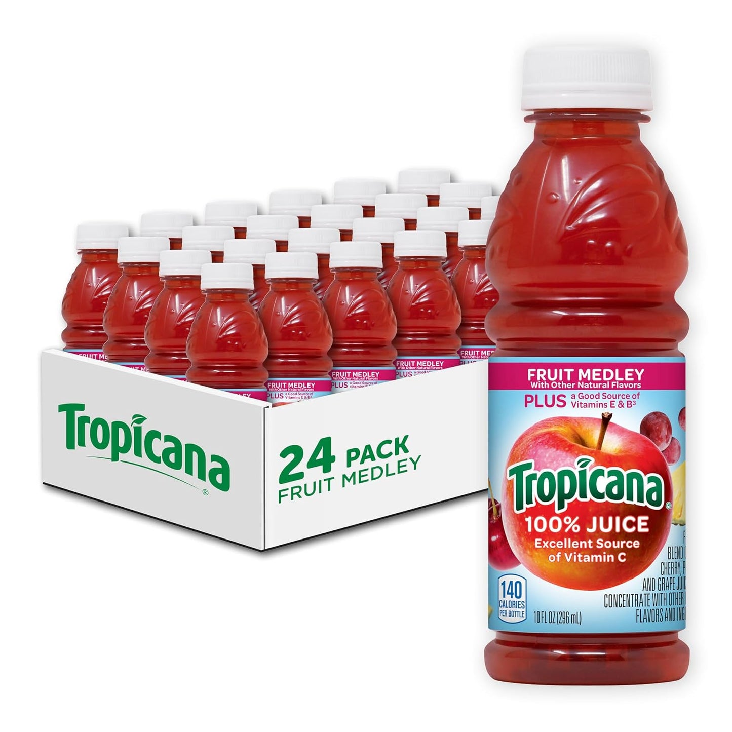 Tropicana 100% Juice, Orange Strawberry, 10 Fl Oz Bottle (Pack of 24)
