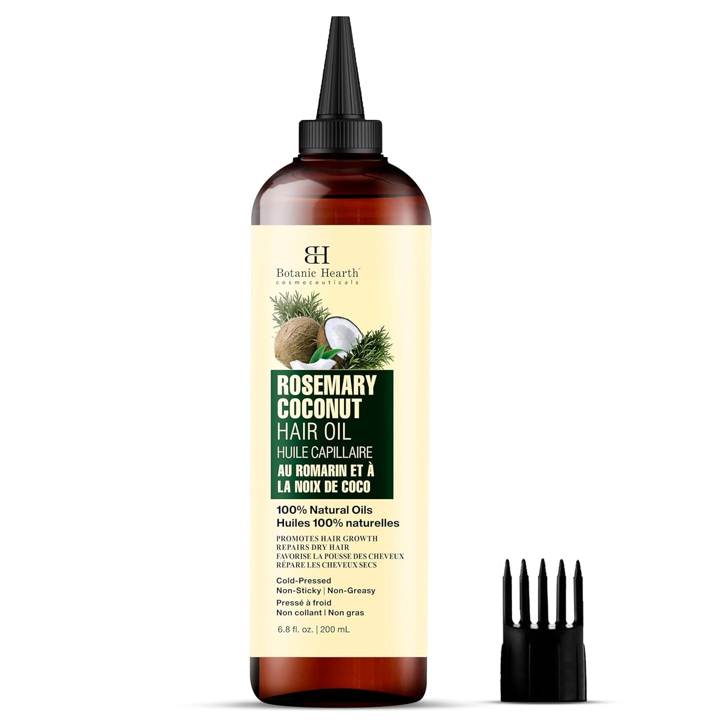 Botanic Hearth 100% Pure Rosemary Oil for Hair Growth Infused with Biotin (6.7 Fl Oz) | Hair Strengthening Treatment | Nourishing & Volumizing | with Jojoba Oil & Castor Oil | Non GMO Verified
