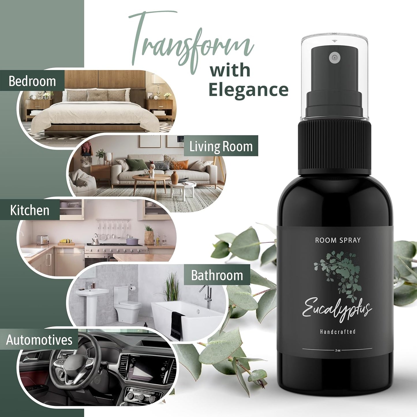 General Room Spray, Long Lasting Fragrance, Spa Fragrance Experience (Eucalyptus, 3 Pack)