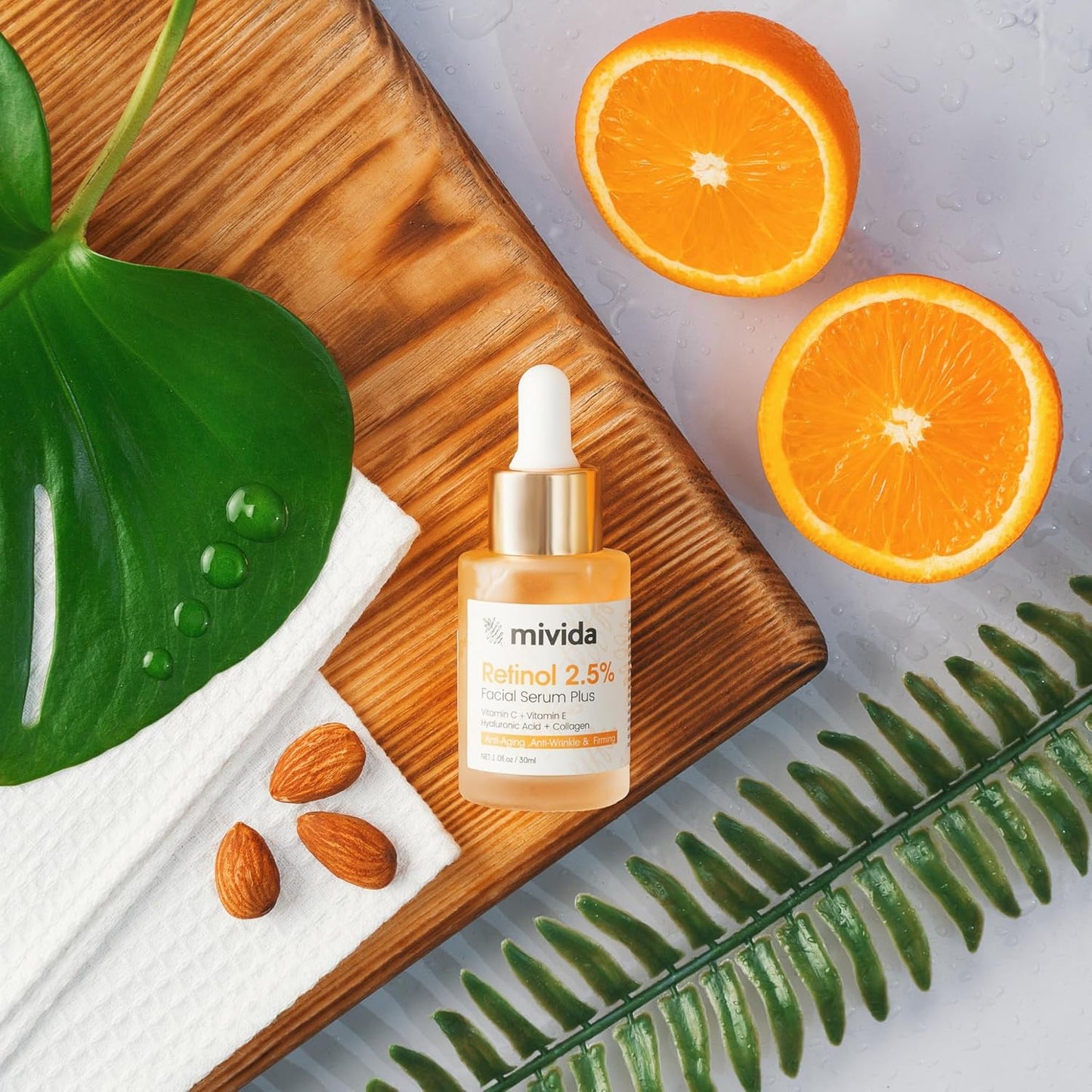 Mivida Firming 2.5% Retinol Serum for Face W/Hydrating Hyaluronic Acid, Vit C, E | Daily anti Aging Face Serum to Fight Fine Lines, Wrinkles Smoothing, Dark Spot Corrector, Brighten Dullness - 1 Fl Oz