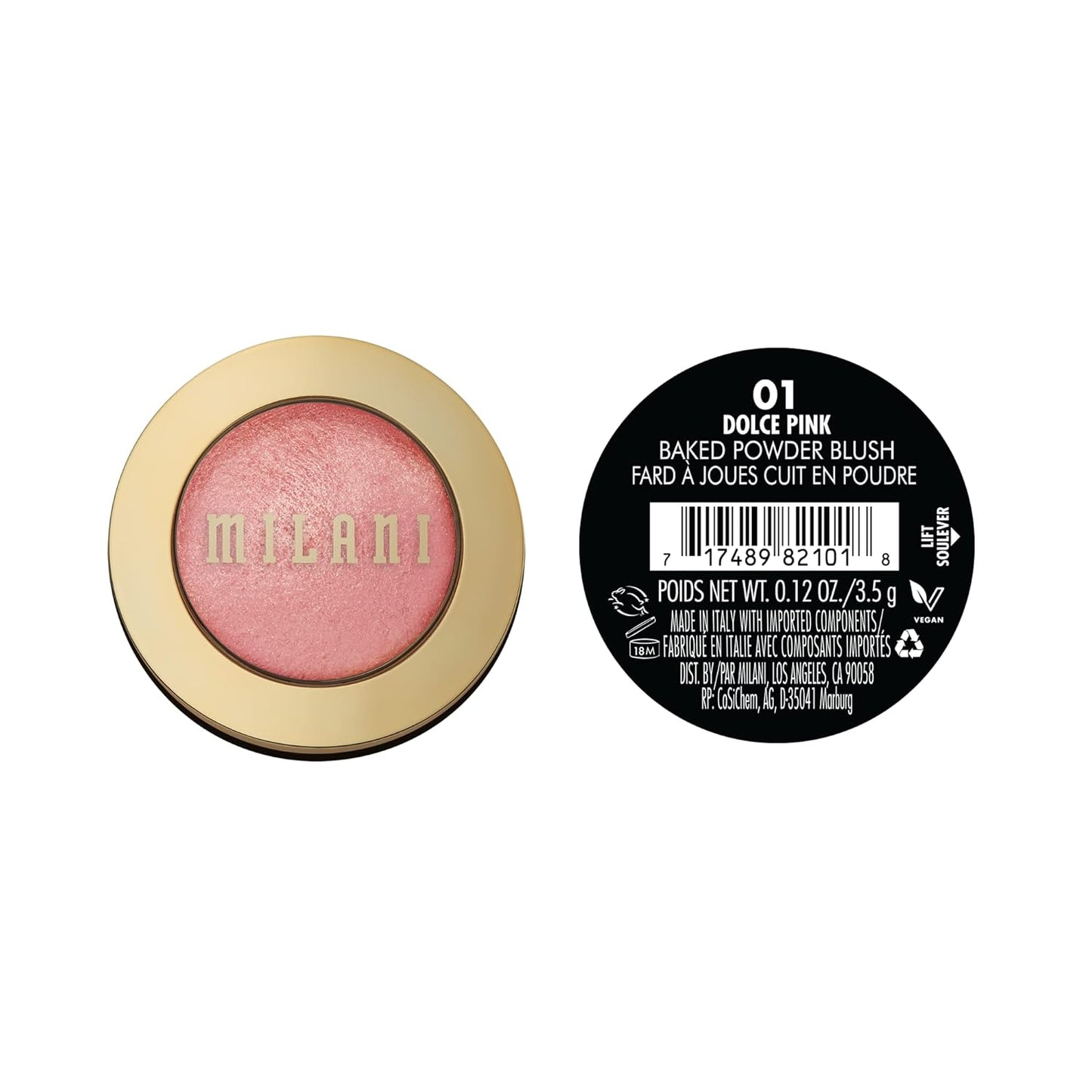 Milani Baked Blush - Dolce Pink (0.12 Ounce) Cruelty-Free Powder Blush - Shape, Contour & Highlight Face for a Shimmery or Matte Finish