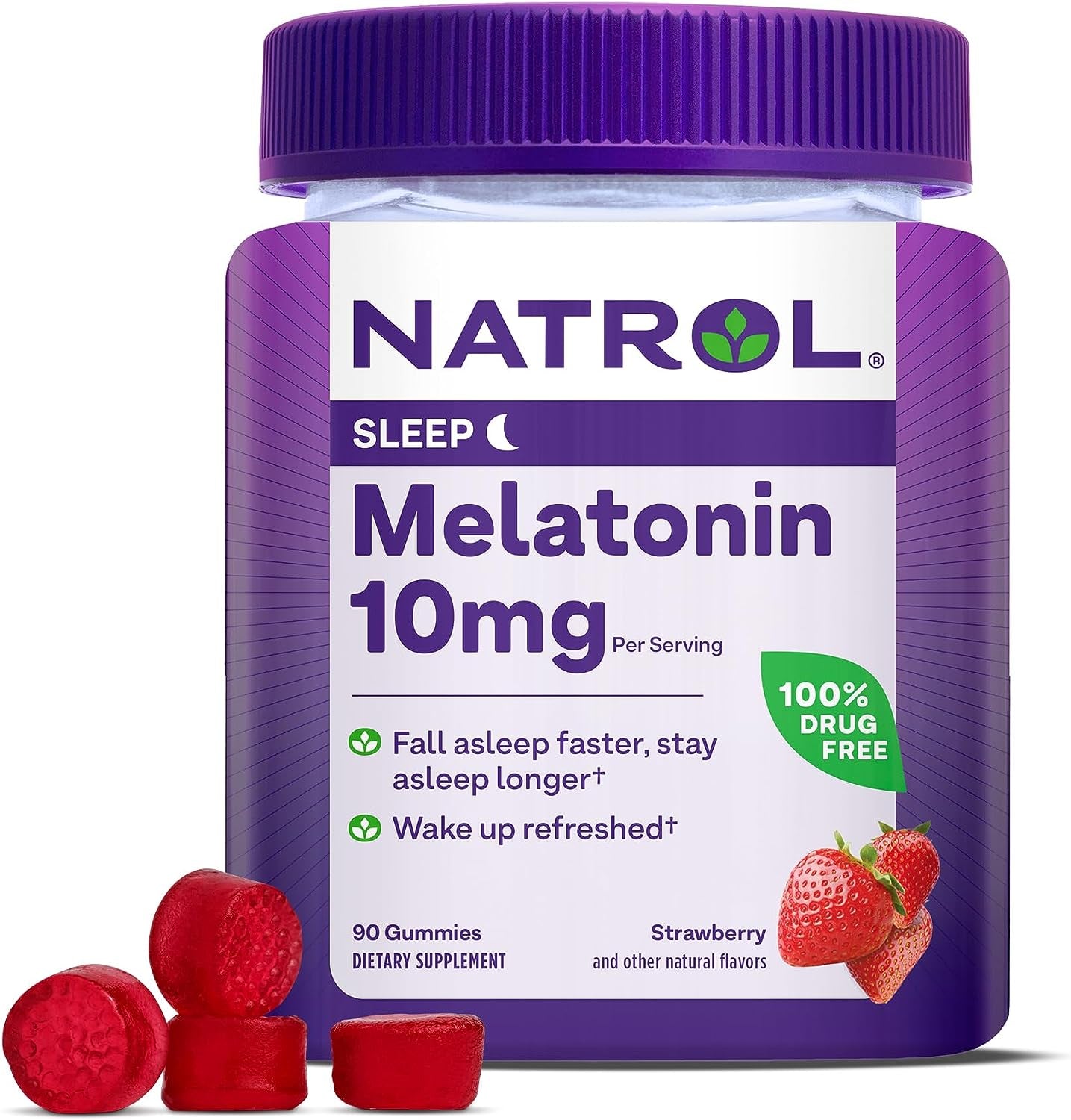 Natrol Melatonin Gummies, Sleep Support for Adults, 10 Mg Melatonin Supplement for Sleeping, 140 Strawberry-Flavored Gummies, up to a 70 Day Supply