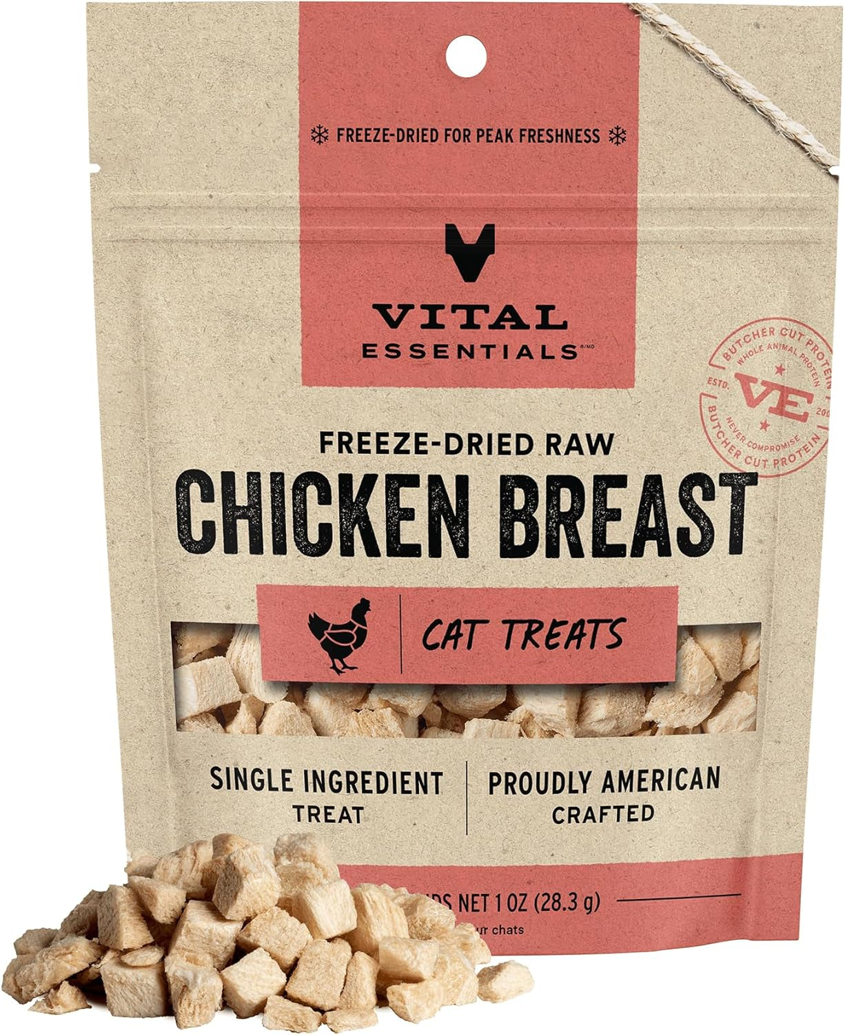 Vital Essentials Freeze Dried Raw Single Ingredient Cat Treats, Chicken Hearts, 0.8 OZ