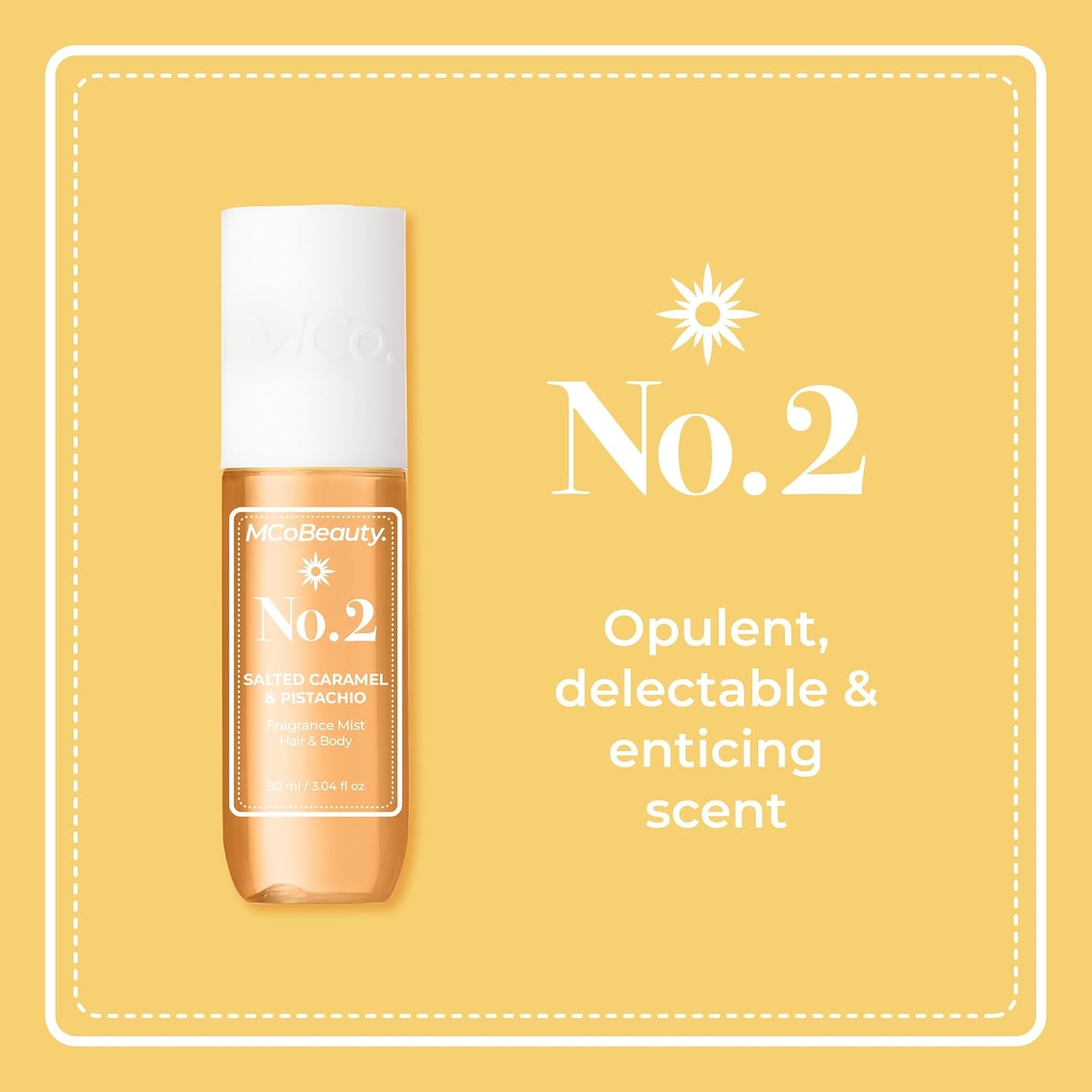 Mcobeauty Fragrance Mist No. 2, Lightly Warm Scent with Sandalwood & Caramel for Day or Night, Vegan, Cruelty Free