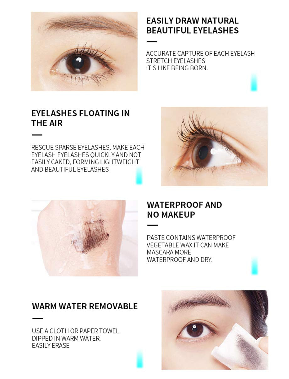 3 Different Silk Fiber Mascara,With Eyebrow Pencil,Eyebrow Brush Natural Waterproof Smudge-Proof,All Day Exquisitely Long, Smudge-Proof Eyelashes (Brown, Black)