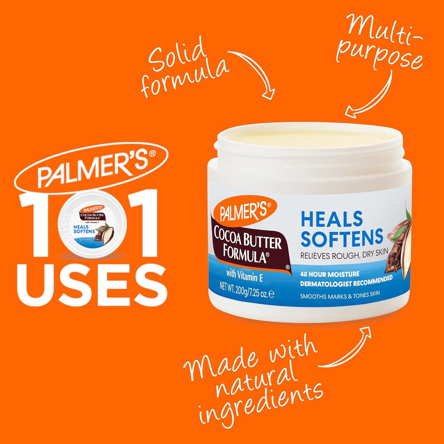 Palmer'S Cocoa Butter Formula Daily Skin Therapy Solid Lotion with Vitamin E, Body Moisturizer for Extremely Dry Skin, Softens and Soothes, 7.25 Ounces, (Pack of 1)