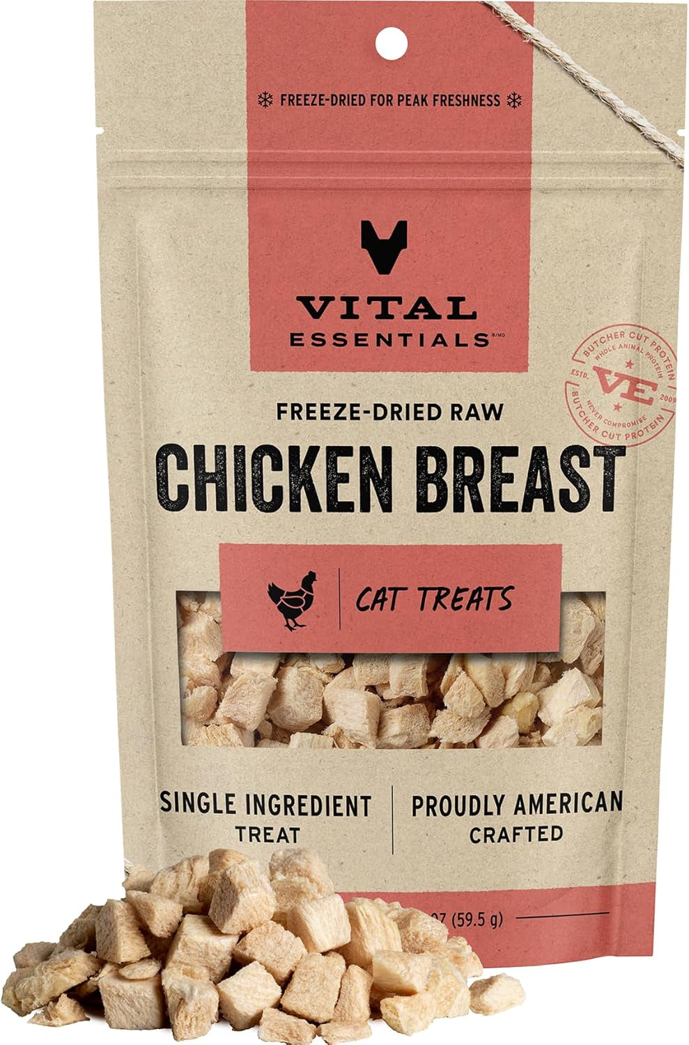 Vital Essentials Freeze Dried Raw Single Ingredient Cat Treats, Chicken Hearts, 0.8 OZ