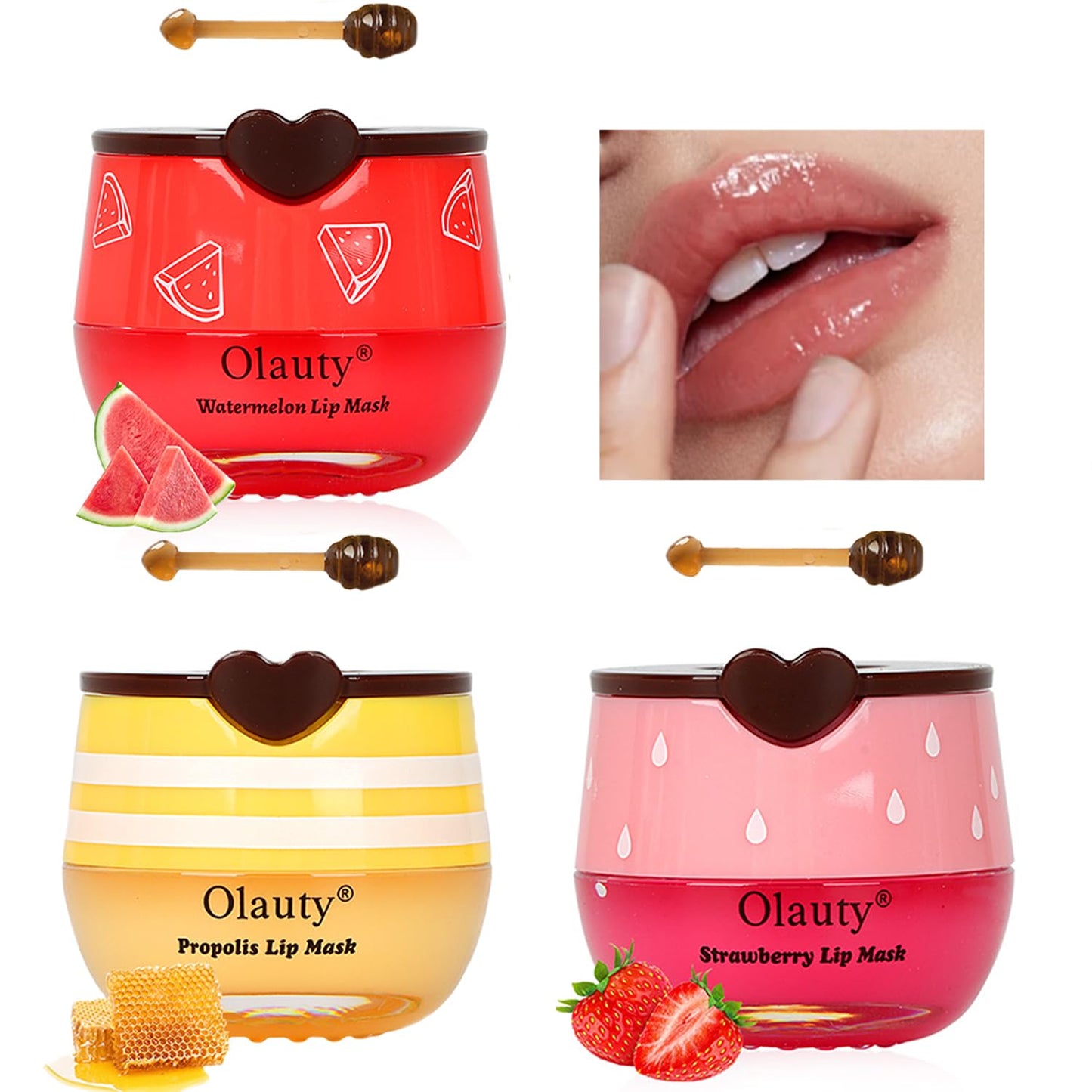 2 PCS Bee Lip Balm Honey Pot, Honey & Strawberry Lip Sleeping Mask Overnight, Hydrating Prevention Dry and Cracked Lip Scrubs Exfoliator Lip Care, Moisturizing Lip Mask Reduces Lip Lines