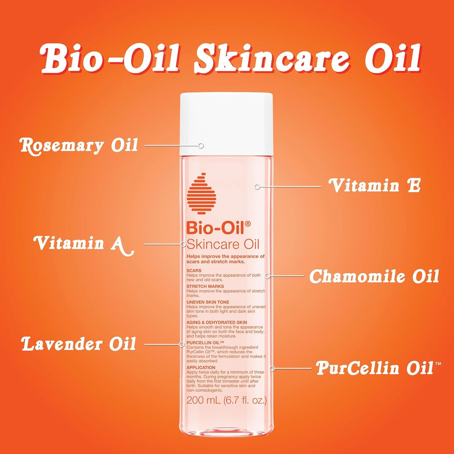 Bio-Oil Skincare Body Oil, Vitamin E Serum for Scars & Stretchmarks, Dermatologist Recommended, All Skin Types, 6.7 Oz
