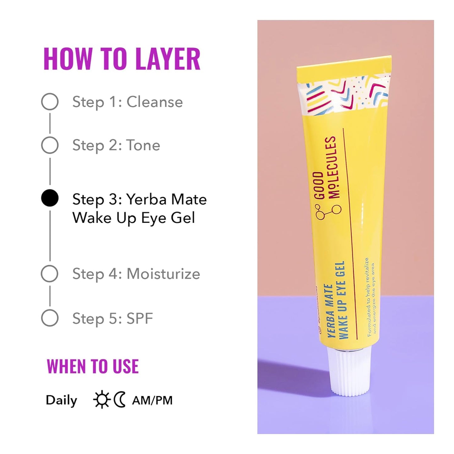 Good Molecules Yerba Mate Wake up Eye Gel - Yerba Mate, Hyaluronic Acid and Caffeine to Hydrate, Minimize Puffiness and Swelling - Skincare for Face