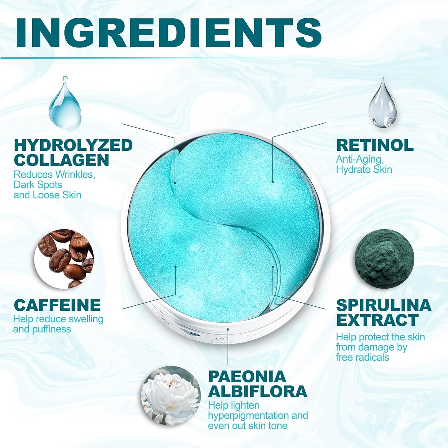 Under Eye Patches for Puffy Eyes and Dark Circles - Retinol Collagen under Eye Masks - Reduce Wrinkles & Bags - Skin Treatment Pads - anti Aging Moisturizer Mask for Women Gift - 60 Eye Gel Pads