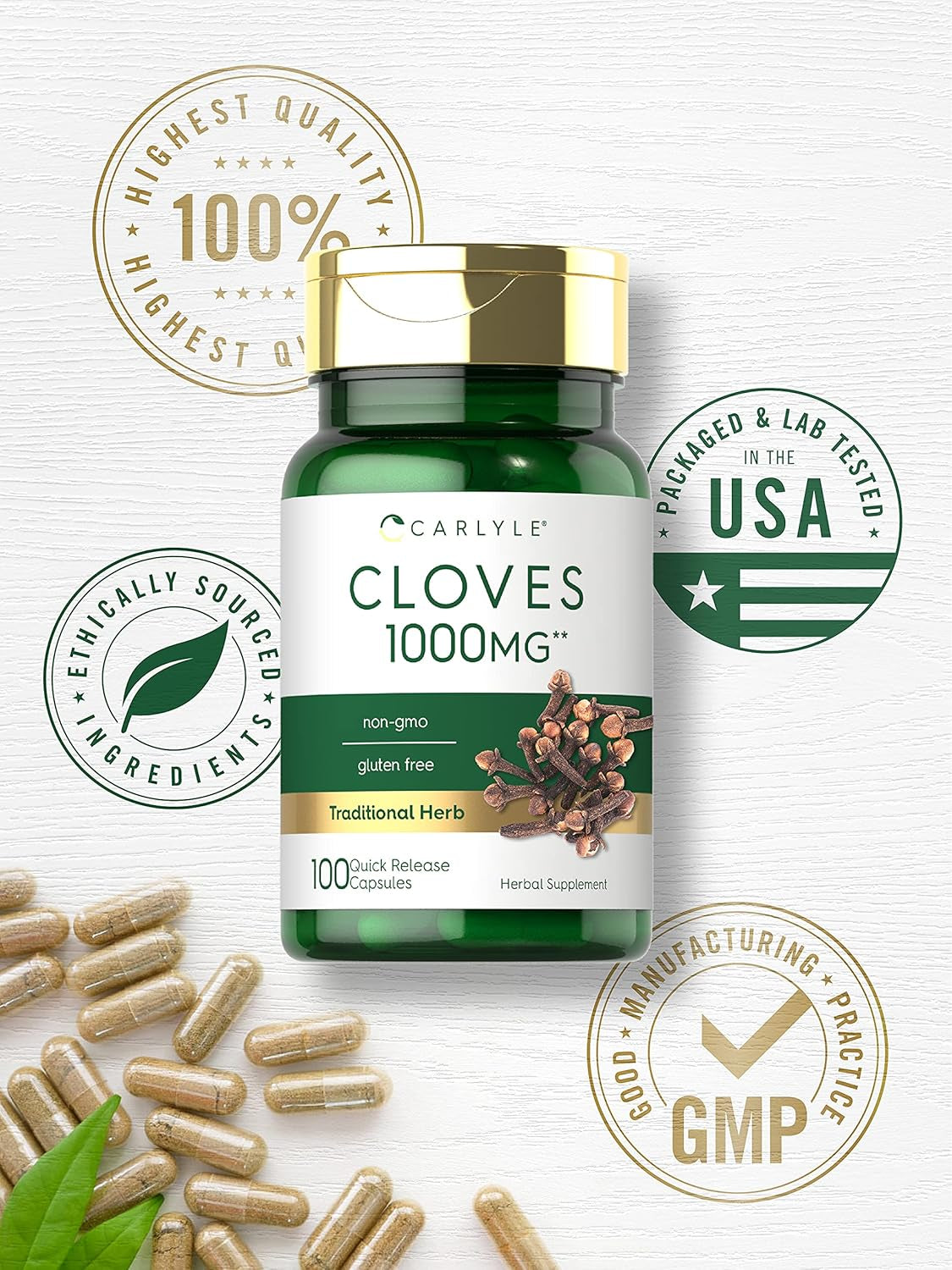 Carlyle Cloves Supplement | 1000Mg | 100 Capsules | Non-Gmo, Gluten Free