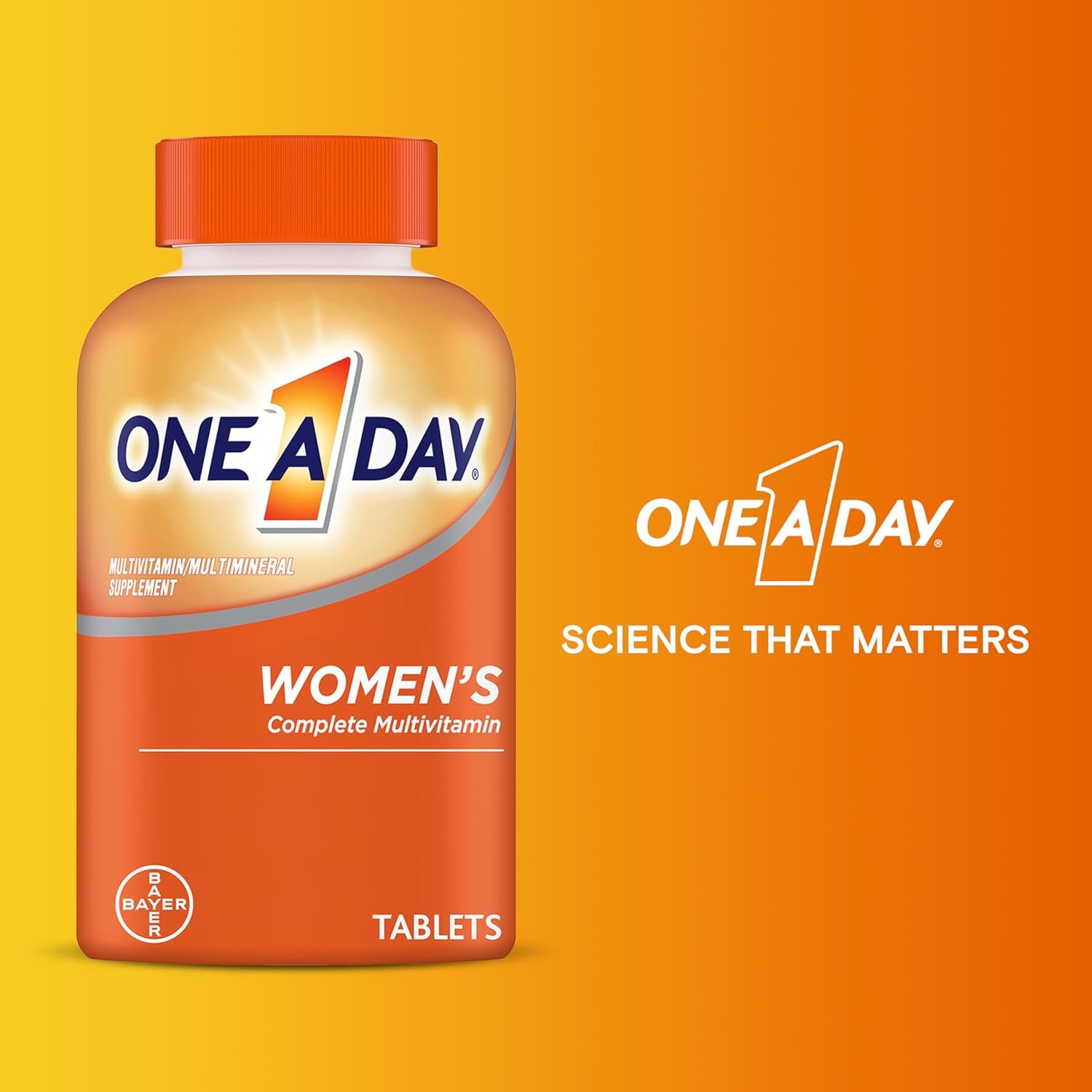 ONE a DAY Womens Complete Daily Multivitamin with Vitamin A, B , C, D, and E, Calcium and Magnesium, Immune Health Support, 200 Count
