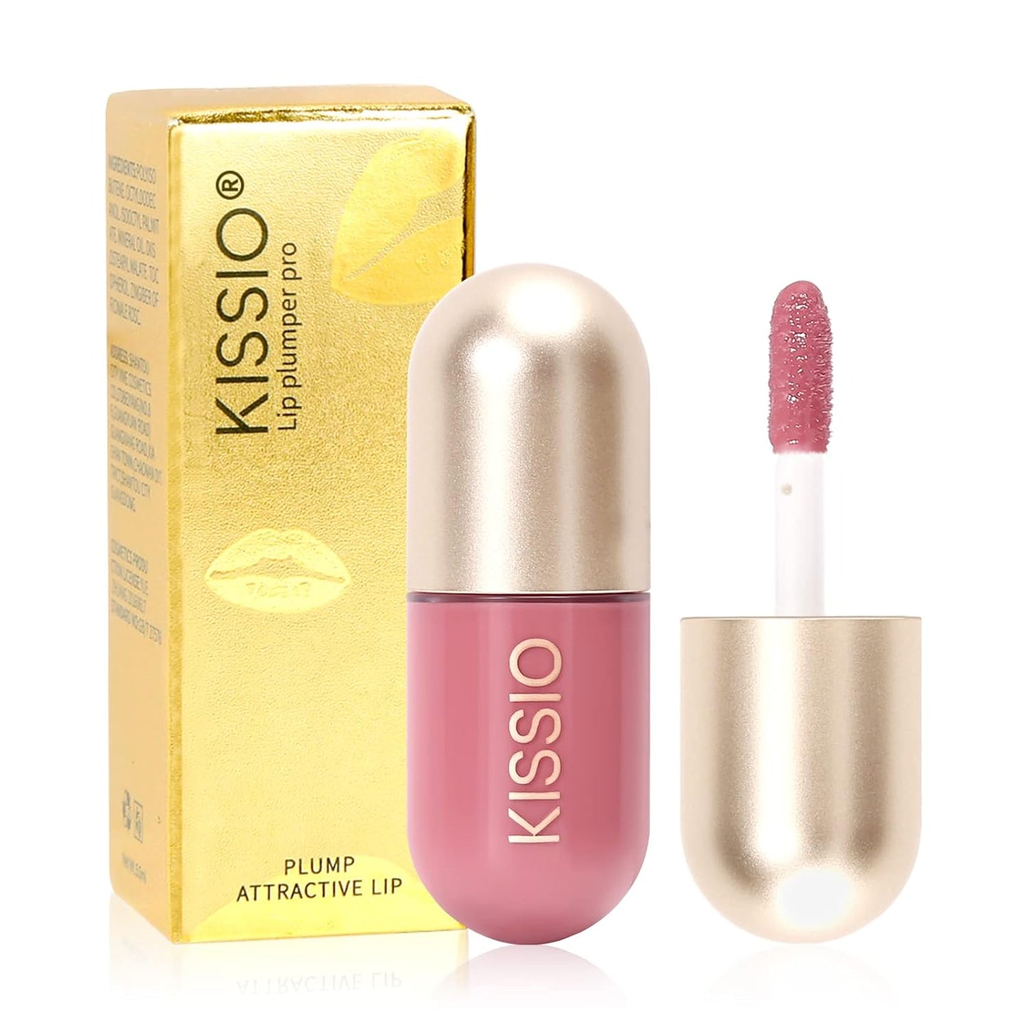 KISSIO Lip Plumper,Natural Lip Plumper for Day Use,Lip Plumping Gloss Make Lips Fuller and Moisturizing 5.5Ml,Lip Mask,Hydrating & Reduce Fine Lines,Beautiful Fuller
