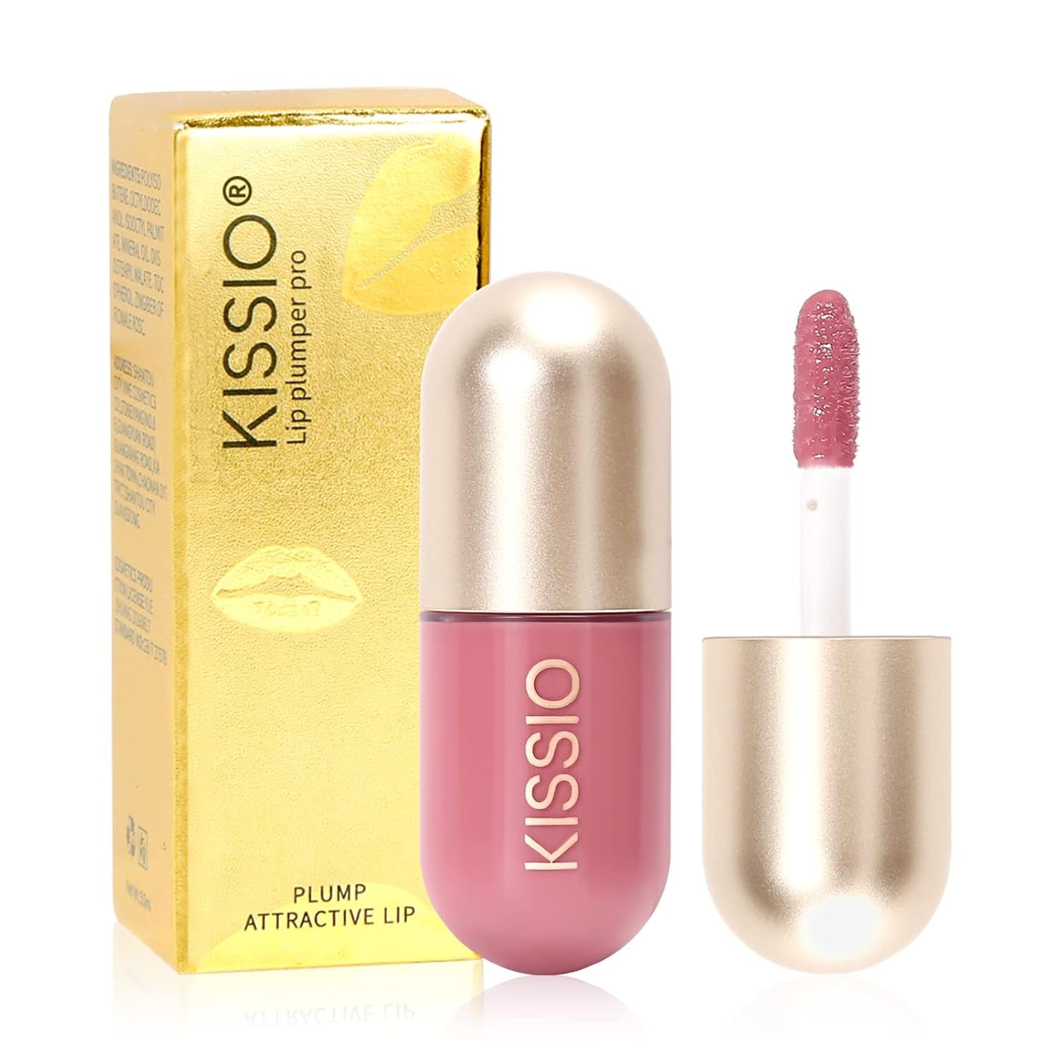 KISSIO Lip Plumper,Natural Lip Plumper for Day Use,Lip Plumping Gloss Make Lips Fuller and Moisturizing 5.5Ml,Lip Mask,Hydrating & Reduce Fine Lines,Beautiful Fuller