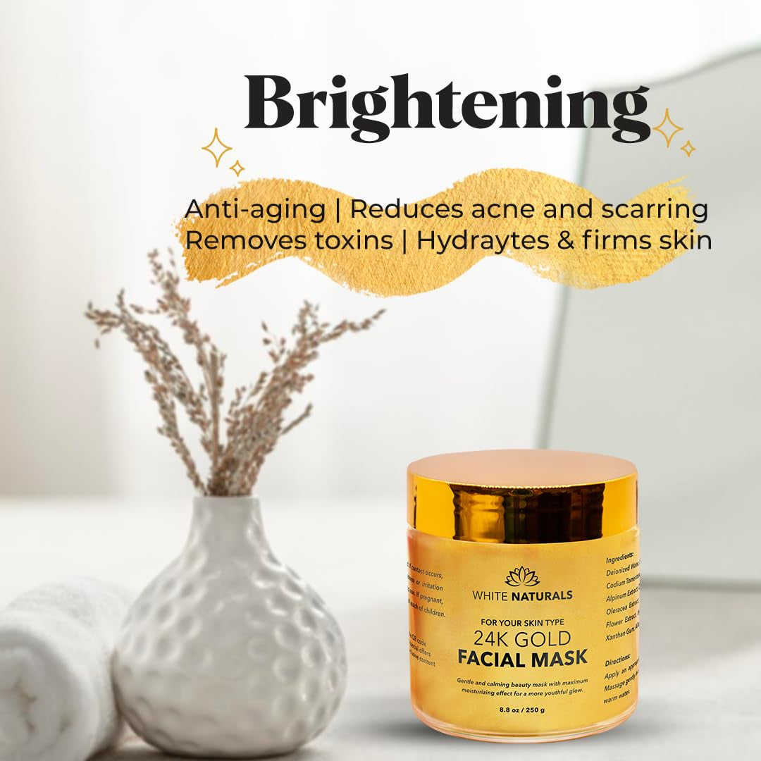 One Day Sale 24K Gold Facial Mask, Anti-Aging Gold Face Mask for Flawless & Moisturizes Skin, Helps Reduces Wrinkles, Fine Lines & Acne Scars, Removes Blackheads, Dirt & Oils