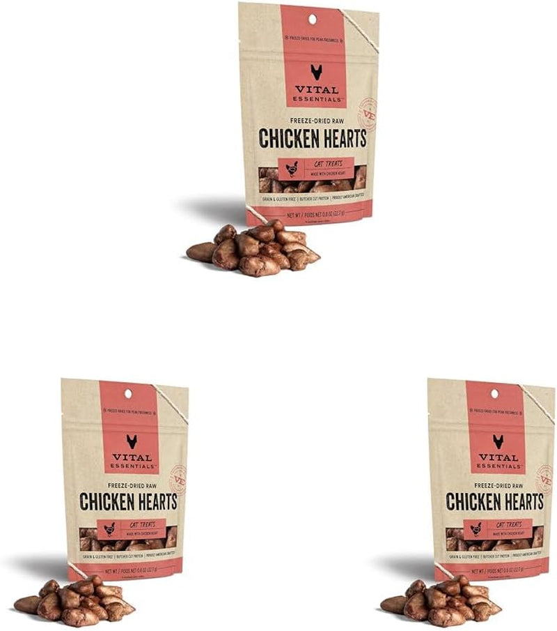 Vital Essentials Freeze Dried Raw Single Ingredient Cat Treats, Chicken Hearts, 0.8 OZ