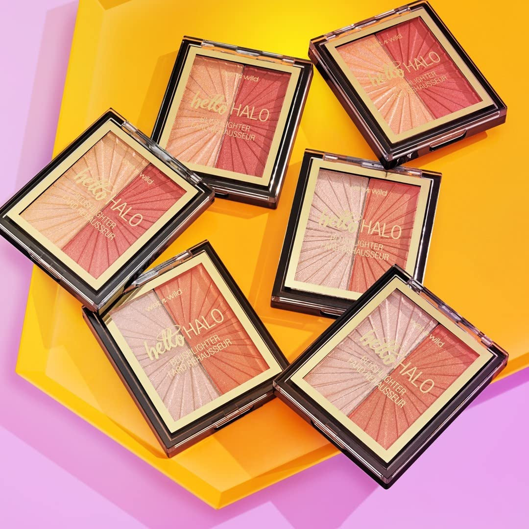 Wet N Wild Megaglo Blushlighter, Blendable Blush & Highlighter Set, Shimmery Metallic Finish, Flash Me
