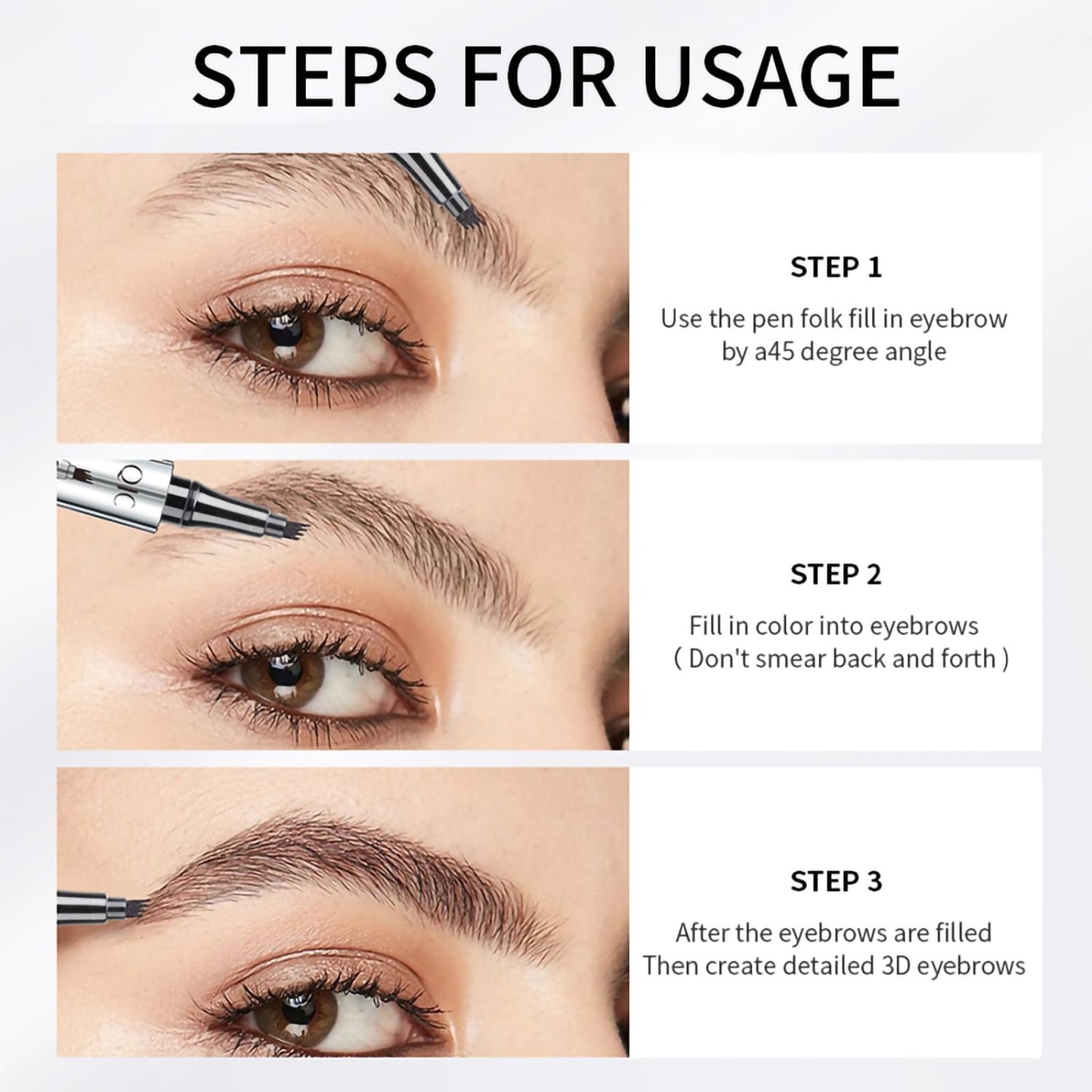 Eyebrow Pencil,3D Microblading Eyebrow Tattoo Pencil 4 Fork Tip,Eye Makeup Long-Lasting Waterproof & Smudge-Proof Natural Eyebrow Hair Eyebrow Pencil (2#Red-Brown)