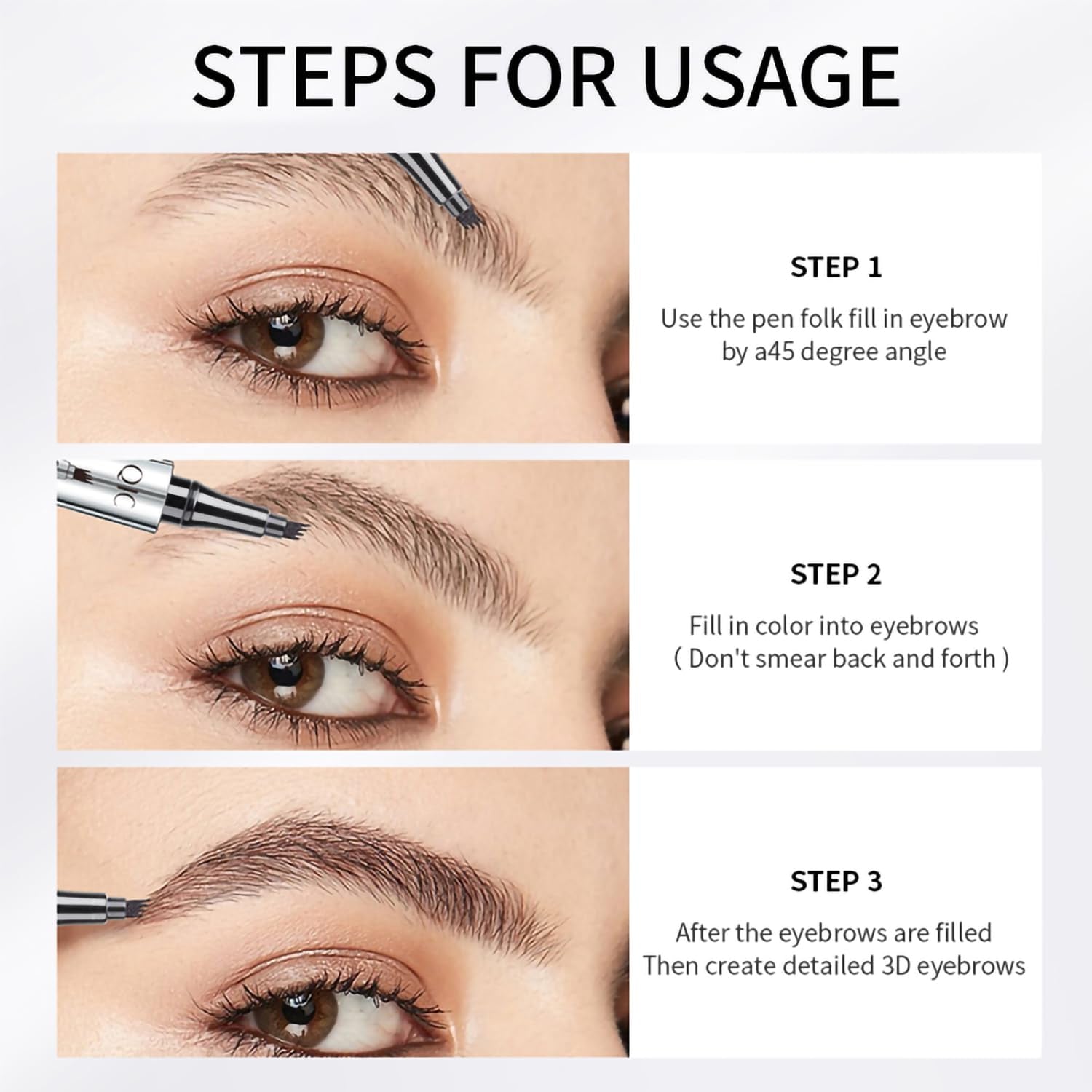 Eyebrow Pencil,3D Microblading Eyebrow Tattoo Pencil 4 Fork Tip,Eye Makeup Long-Lasting Waterproof & Smudge-Proof Natural Eyebrow Hair Eyebrow Pencil (2#Red-Brown)