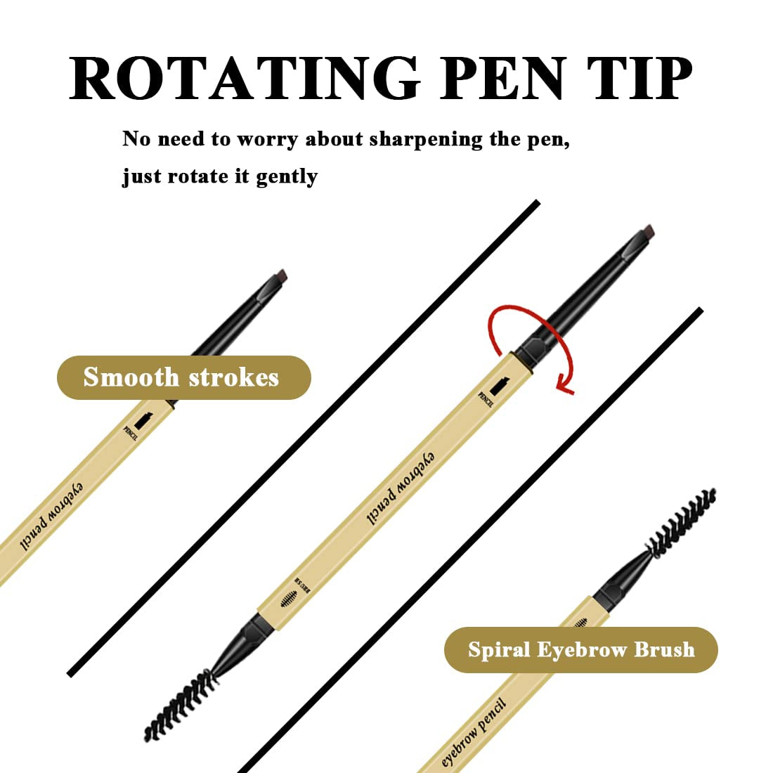 3 Different Silk Fiber Mascara,With Eyebrow Pencil,Eyebrow Brush Natural Waterproof Smudge-Proof,All Day Exquisitely Long, Smudge-Proof Eyelashes (Brown, Black)