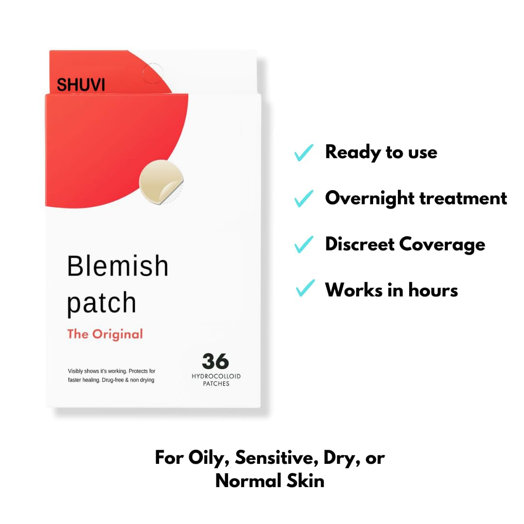 Shuvi Hydrocolloid Acne Blemish Patch - Zits and Blemishes Treatment, All Night or Day Adhesion, Vegan-Friendly, Cruelty-Free - 36 Count