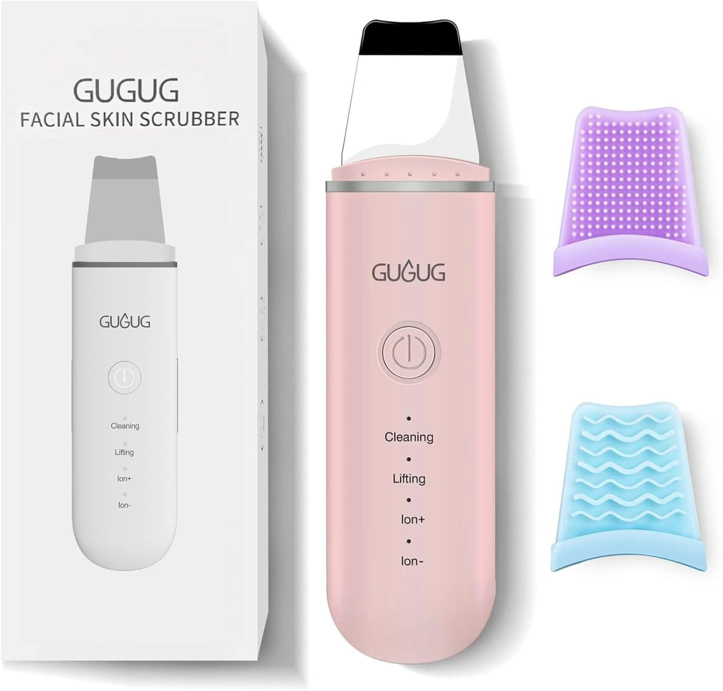 GUGUG Skin Scrubber Face Spatula Skin Spatula Pore Cleaner Blackhead Remover Tools for Facial Deep Cleansing-4 Modes -White