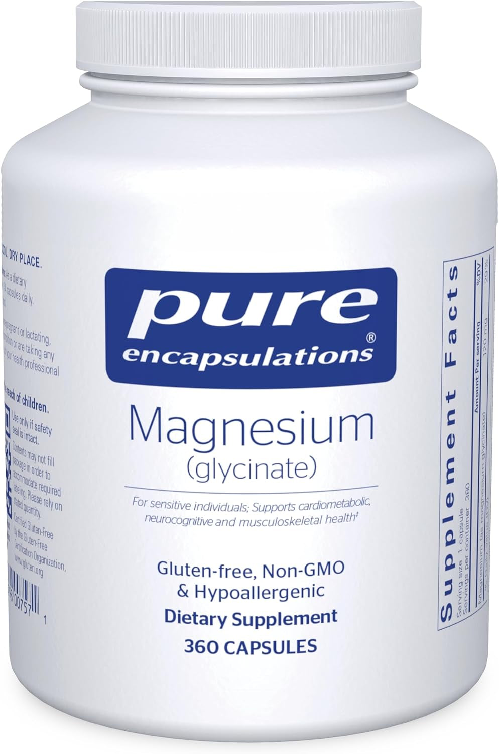 Pure Encapsulations Magnesium (Glycinate) - Supplement to Support Stress Relief, Sleep, Heart Health, Nerves, Muscles, and Metabolism* - with Magnesium Glycinate - 90 Capsules