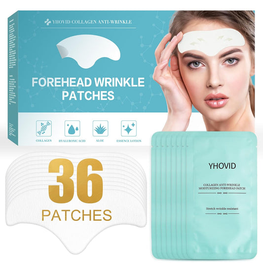 36 Pcs Forehead Wrinkle Patches - anti Wrinkle Facial Patches with Collagen and Vitamin E for Face Overnight to Smoothing Fine Frown Lines & Wrinkles Treatment