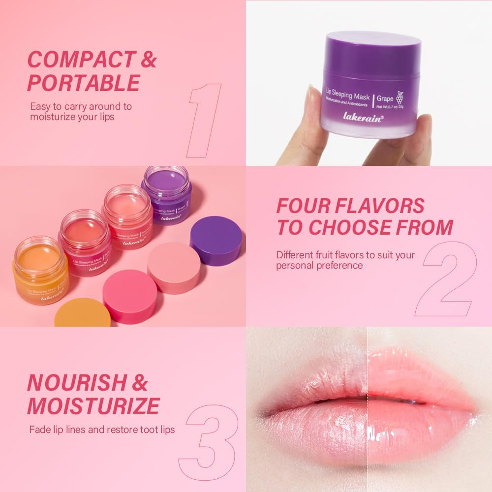 Sleeping Lip Mask, Nourish & Hydrate Lip Mask with Vitamin C, Antioxidants, Lip Balm, Lip Skin Care, Improve Lip Color, Reduce Lip Lines