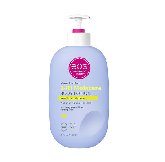 Eos Shea Better Body Lotion- Vanilla Cashmere, 24-Hour Moisture Skin Care, Lightweight & Non-Greasy, Made with Natural Shea, Vegan, 16 Fl Oz