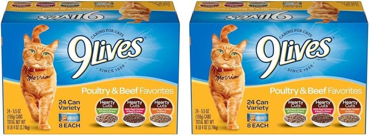 9Lives Poultry and Beef Variety Pack, 5.5 Ounce Can (Pack of 24)