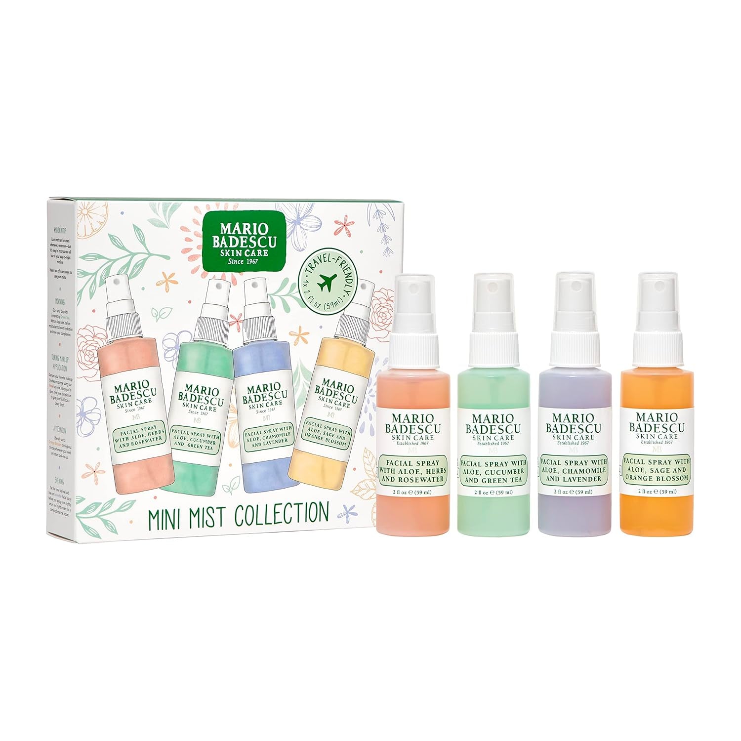 Mario Badescu Facial Spray Collection with Rose Water, Cucumber, Lavender and Orange Blossom, Multi-Purpose Cooling and Hydrating Face Mist for All Skin Types, Dewy Finish