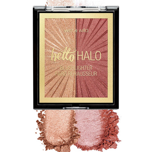 Wet N Wild Megaglo Blushlighter, Blendable Blush & Highlighter Set, Shimmery Metallic Finish, Flash Me